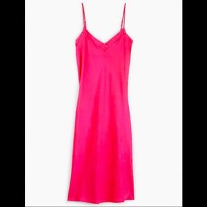Barbie Bright Pink LUCKY BRAND Silk MIDI DRESS